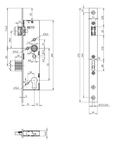 Panikový zadlabací zámek Assaabloy N1600 P/L  kl.-kl. B