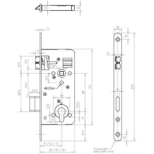 Zadlabací zámek GEGE 127 FF KB 300.20.4