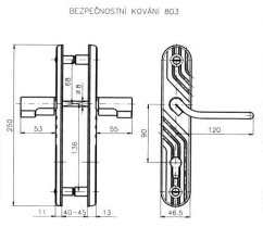 Bezpečnostní kování Rostex 803 kl.-kl. černé - výprodej